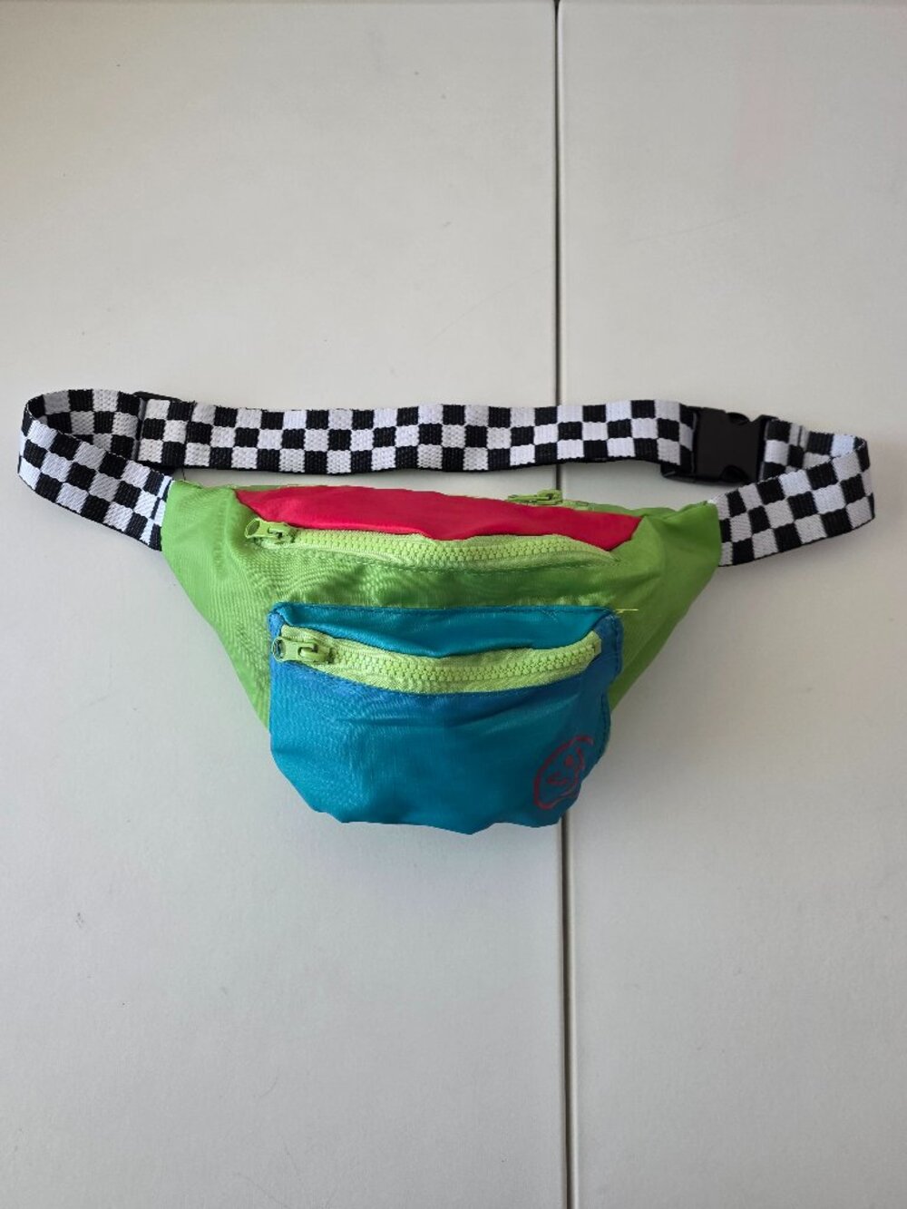 NWOT Zumba Wear Waist Bag Fanny Pack Checkered Adjustable 3 Compartments
